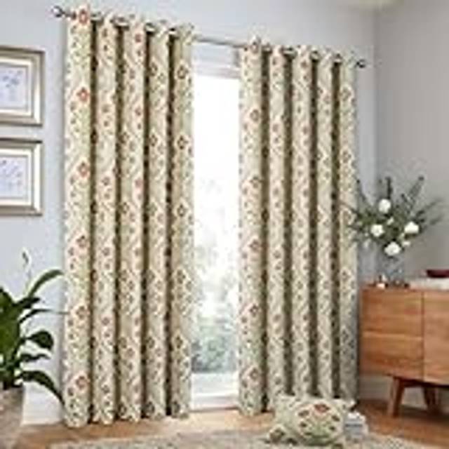 Estelle Woven Natural Eyelet Curtains - Natural - 90w X 72d (229x183cm) - Curtina