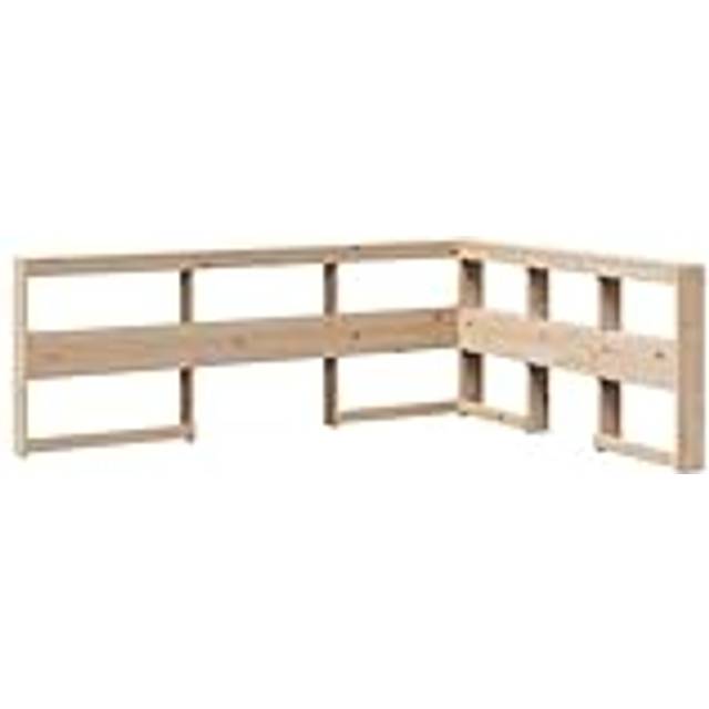 Bokhylla sänggavel L-formad 140 cm massiv furu