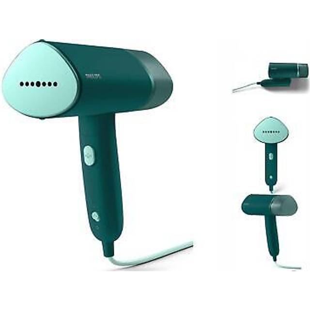 Philips 3000-Serie Tragbarer Dampfglätter - 1000 W, 20 g/min Dampfdruck, Abnehmbarer 120-ml-Wassertank, Metall-Dampfplatte, inkl. Aufbewahrungsbeutel, 660g leicht, Dunkelgrün (STH3020/70)