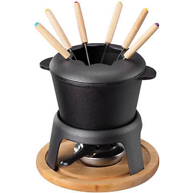 Navaris fondue-set i gjutjärn – ostfondue-set för 6 personer – fondue-set för ost kött eller choklad – ostfondue-kruka av gjutjärn