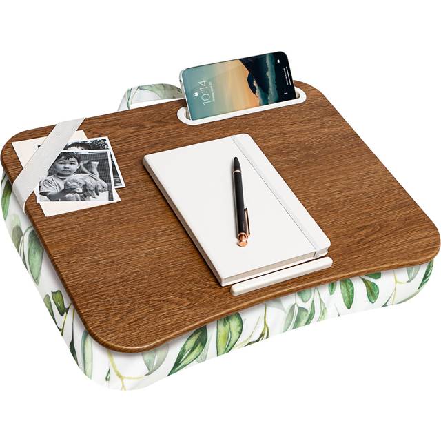 LAPGEAR Designer Lap Desk with Phone Holder and Device Ledge - Watercolor Leaves - Fits up to 15.6 Inch Laptops - Style No. 45412