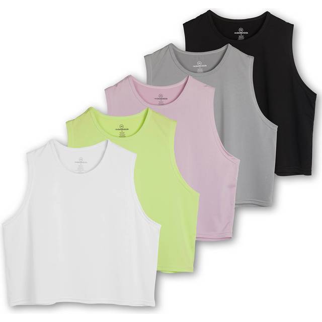 5 Pack: Womens Summer Cute Crop Tank Top Shirt Trendy Dry Fit Ladies Tops Tees Athletic Yoga Workout Running Gym Active Cropped Exercise Women Loose F