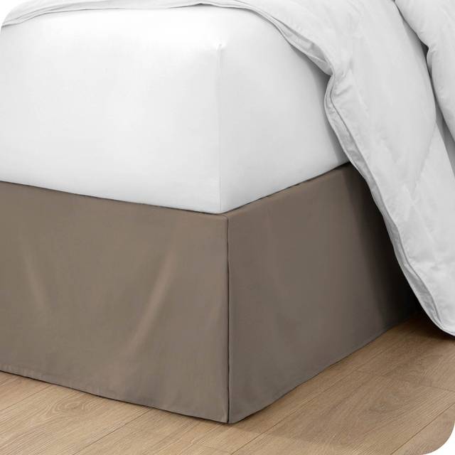 Bare Home Full Bed Skirt  15Inch Tailored Drop Easy Fit  Bed Skirt for Full Beds  Center  Corner Pleats Full  Taupe
