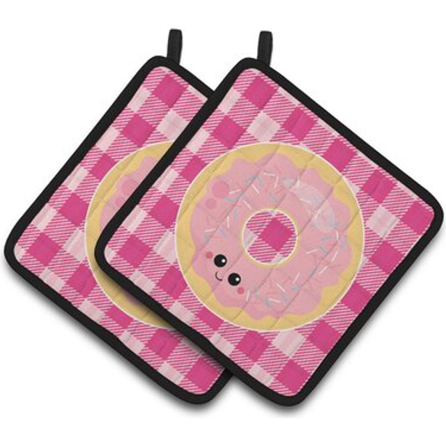 Caroline's Treasures BB7048PTHD Donut Face Pair of Pot Holders  7.5 x 7.5  Multicolor