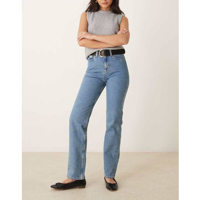 Calvin Klein High Rise Straight Jeans, Mid Blue