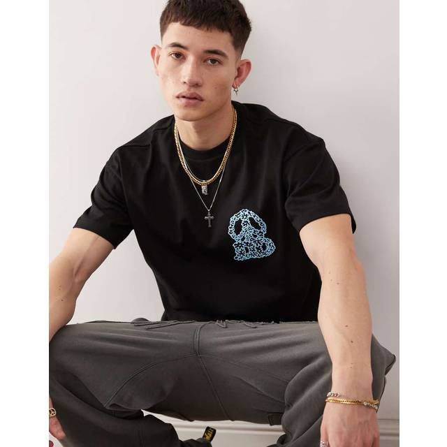 Dr Denim – Trooper – Svart, avslappnad t-shirt med 'THX'-tryck-Svart/a
