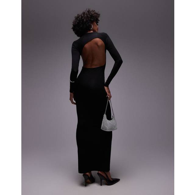 MANGO Long Dress With Open Back |Svart |S