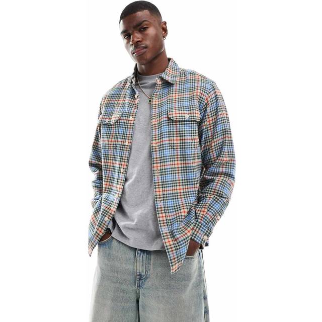Levi's – Jackson – Flerfärgad, rutig arbetsskjorta i flanell-Blå
