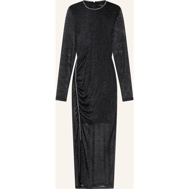 Nora Mesh Fitted Dress - BLACK SHIMMER - Founded in London in 1994, AllSaints has been crafting iconic leather pieces for decades. As well as statement jackets, biker boots, and accessories, the brand’s everyday items offer a dose of attitude with distressed detailing, daring prints and the signature Ramskull logo.