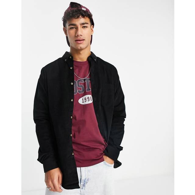 ASOS DESIGN – Svart manchesterskjorta i oversize och 90-talsstil-Svart/a