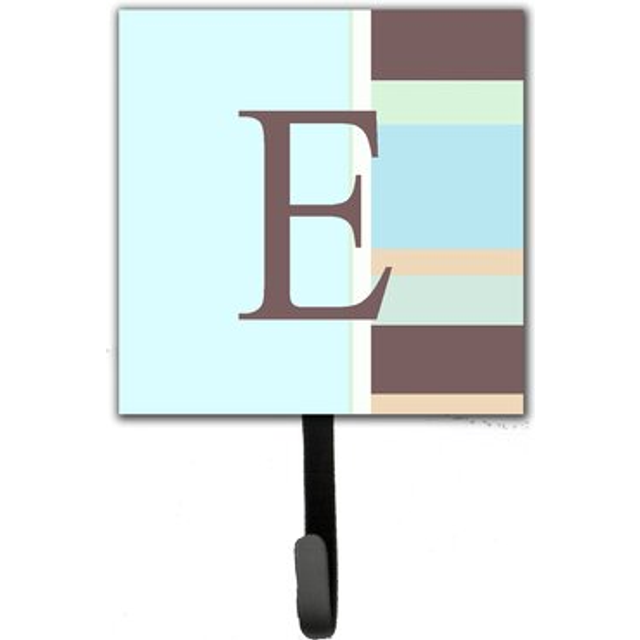 """""Caroline's Treasures CJ1003-ESH4 Letter E Initial Monogram-Blue Stripes Leash Holder or Key Hook  Small  Multicolor"""""