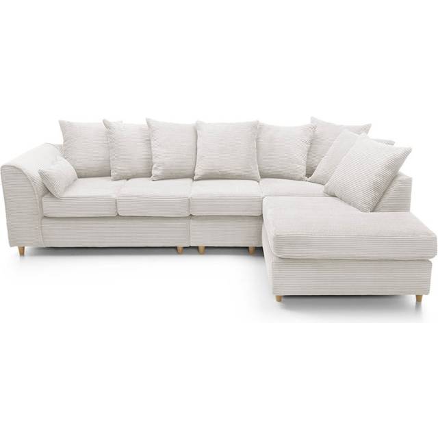 Large Jumbo Cord Corner Sofa Right Hand in White - One Size