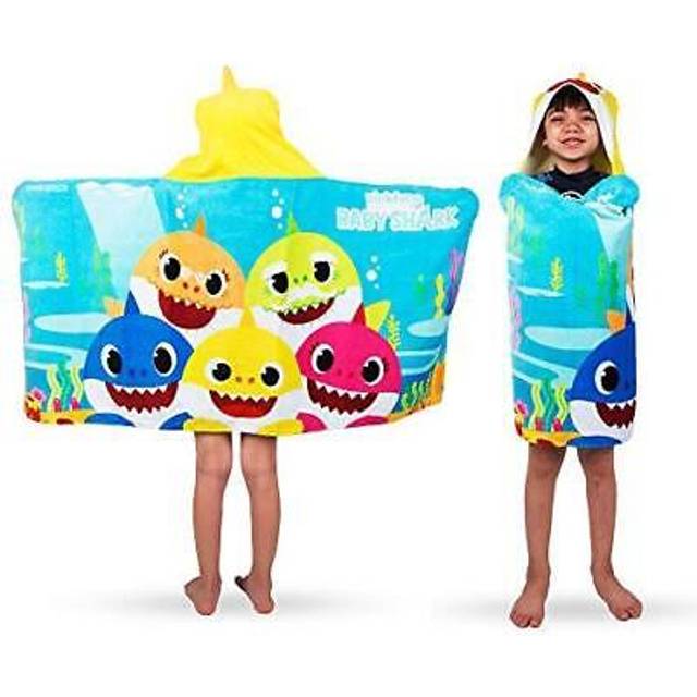 "Franco Kids Bath and Beach Soft Cotton Terry Hooded Towel Wrap  24"""""""" x 50""""""""  Baby Shark"