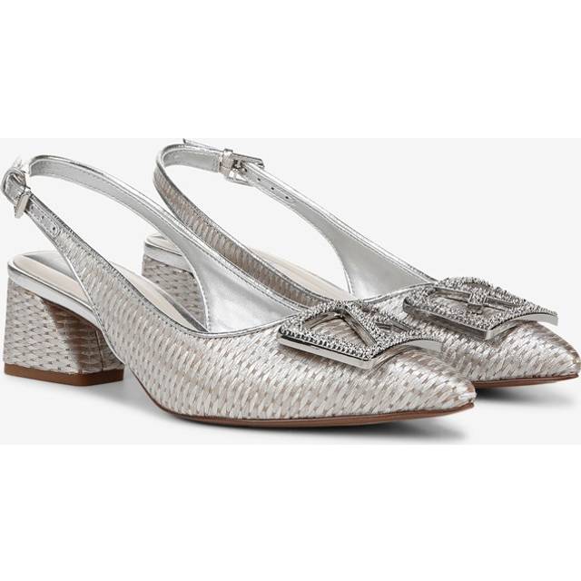 Franco Sarto Franco Racer Slingback Shoes (Silver Rope Fabric) 8.5 M Pointed Toe, Buckle Closure