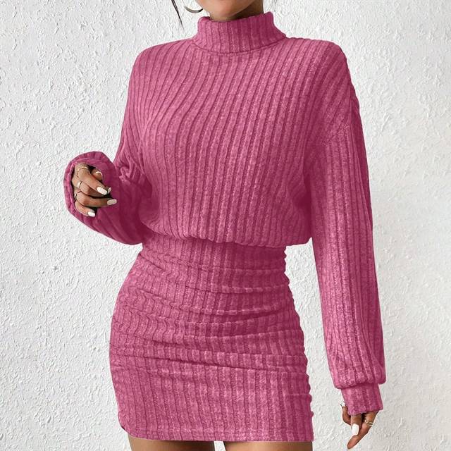 SHEIN Tween Girl Chic Casual Turtleneck Bodycon Dress, Versatile & Elegant, Suitable For School, Vacation, Autumn/Winter