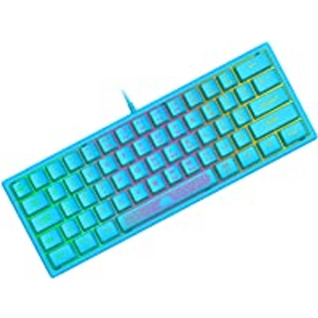 ZIYOU LANG K61 Mini 60% Speltangentbord, Optisk RGB Chroma Bakgrundsbelyst Membran Semi-Mekaniskt Gaming Light Up Keyboard, Kompakt 62 Tangenter, UK Layout, USB Wired, för PC Laptop Mac-Blå