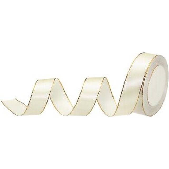 1 25 Yard Wide Satin Ribbon With Gold Edges Grosgrain Ribbon, Cream White