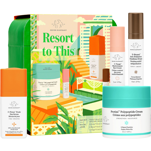 Drunk Elephant Resort to This Day Kit - Includes Protini Cream (50 ml/1.69 fl oz)  C-Firma (15 ml/.5 fl oz)  D-Bronzi (8 ml/.27 fl oz)  and C-Tango (5