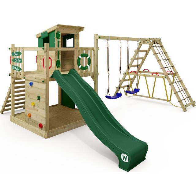 Smart Surf Climbing frame with slide and climbing wall - green - Wickey