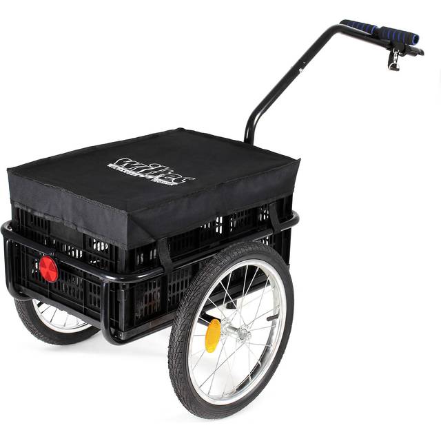 Bike Cargo Trailer with Pneumatic Tyres and Plastic Transport Box for up to 50kg Load for Bicycles