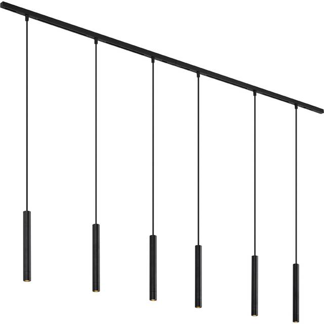 Modernt skensystem med 6 svarta pendellampor 1-fas - Slimline Keno