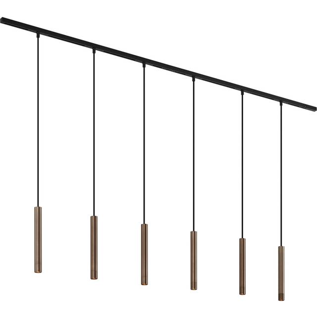 Modern Track Lighting System with 6 Pendant Lights Bronze 1-Phase - Slimline Keno