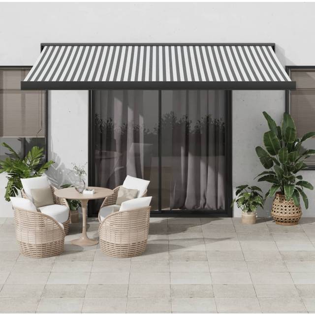 vidaXL Retractable Awning Anthracite and White 4.5x3 m Fabric&Aluminium