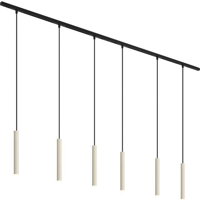 Modern Track Lighting System with 6 Pendant Lights Beige with Black 1-Phase - Slimline Keno