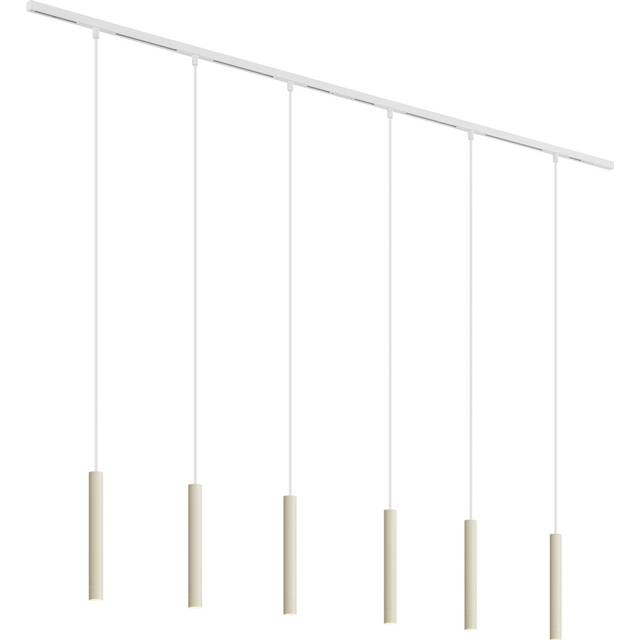 Modern Track Lighting System with 6 Pendant Lights Beige with White 1-Phase - Slimline Keno