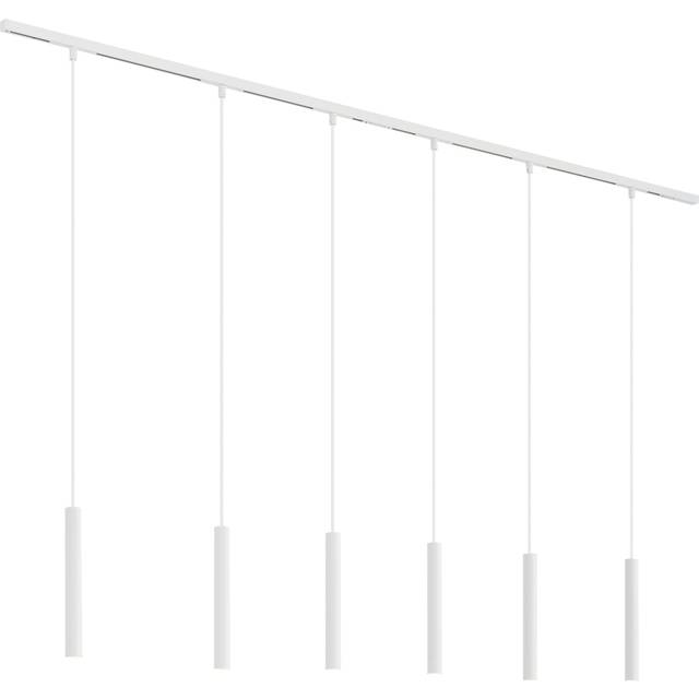 Modernt skensystem med 6 vita pendellampor 1-fas - Slimline Keno