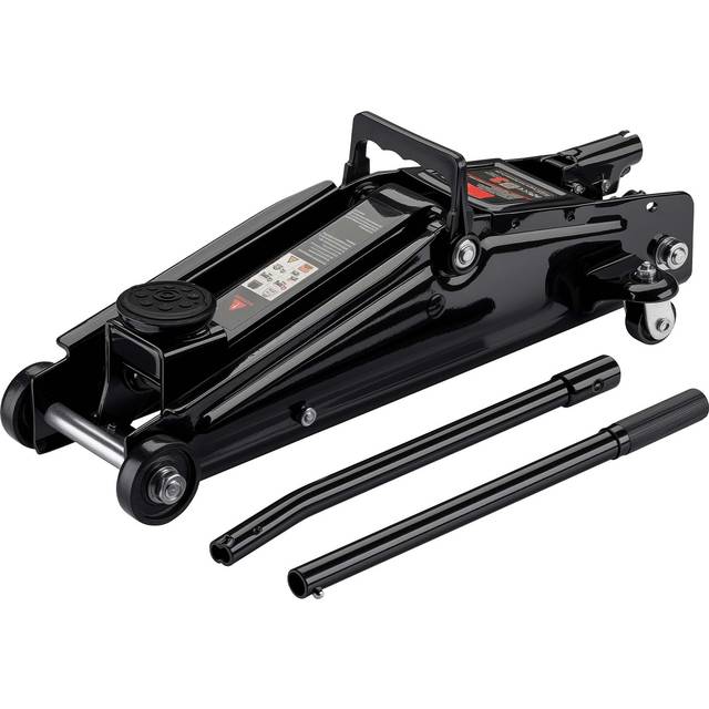 Wiltec Manoeuvring 3T Hydraulic Jack, Compact Size 59.2 x 24 x 14.6 cm, Lifting Height 13.5 cm - 40 cm, 74 cm Lever Handle for Safe Lifting, The Id...