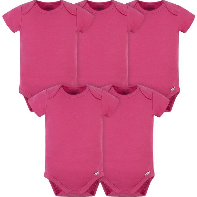 gerber unisex baby 5 Pack Onesies Multi-packs Bundle Interlock 180 gsm Shirt  Hot Pink  12 Months US