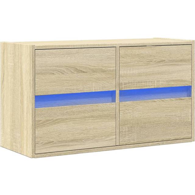 vidaXL TV Wall Cabinet with LED Lights Sonoma Oak 80x31x45 cm - Brown