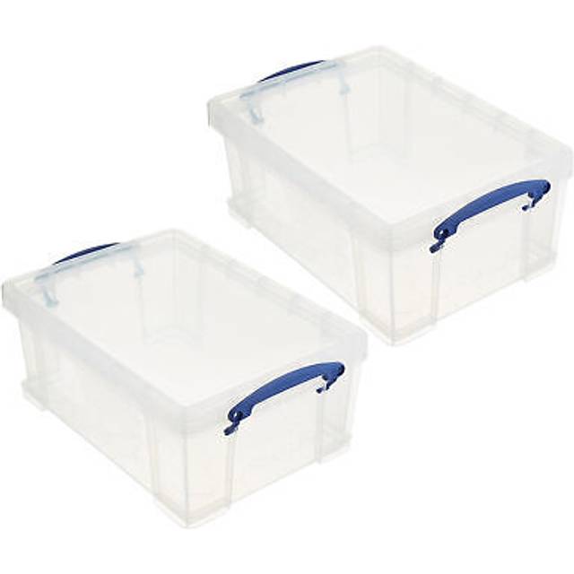 Really Useful Box 9 Liter Plastic Storage Bins with Lids and Clip Lock Handles for Home or Office Organization and Storage (2 Pack)