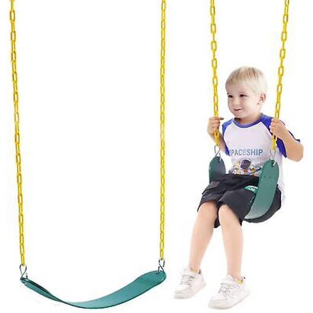 2-Pack Swing Seats, with 66 Inch Coated Chains and Snap Hooks, Support 300 lbs Swings Replacement for Outdoor Swing Set, Swing Set Accessories for