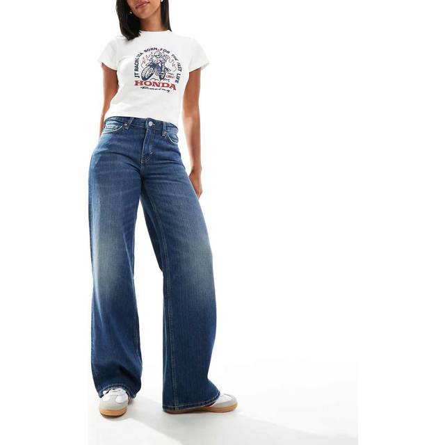 WEEKDAY Ample Low Rise Loose Wide Leg Jeans |Blå |30 x 34