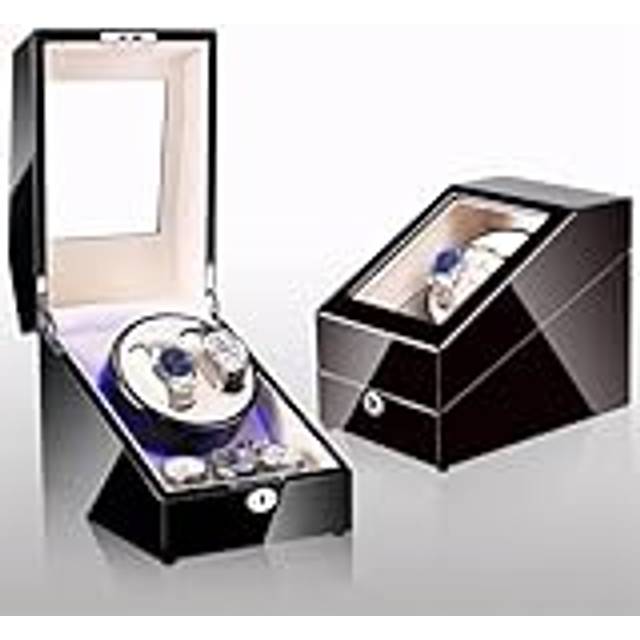 Watchwinders för automatiska klockor 2+3 LED Carbon Watchwinder Fiber Automatisk Watch Winder Rotator Hållare Display Motor Shaker Box Mover Winding Remo