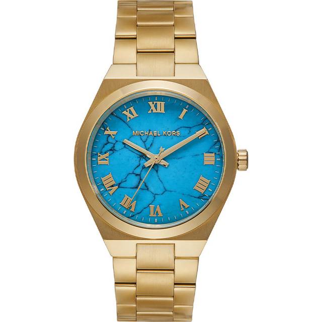 Michael Kors Lennox Turquoise Blue Dial & Gold Tone Bracelet Watch