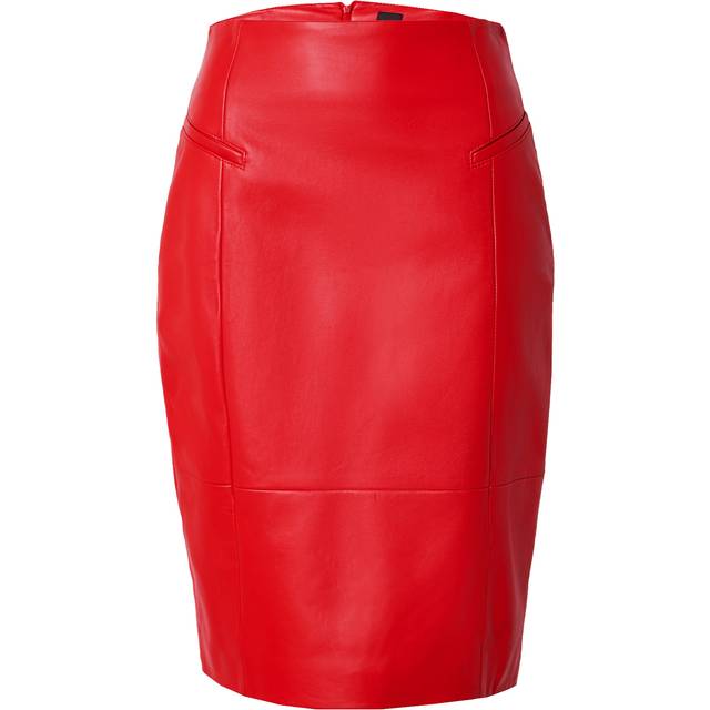 Pencil skirt in lustrous leather - Red