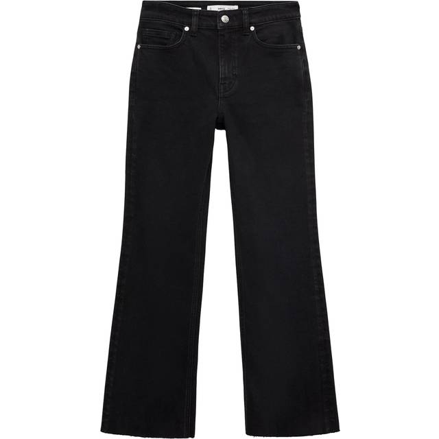 Sienna flared cropped jeans black denim - Woman - 6 - MANGO - Black denim