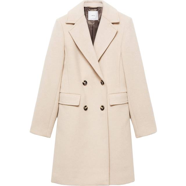 Double-breasted wool coat light/pastel grey - Woman - XL - MANGO - Light/Pastel Grey