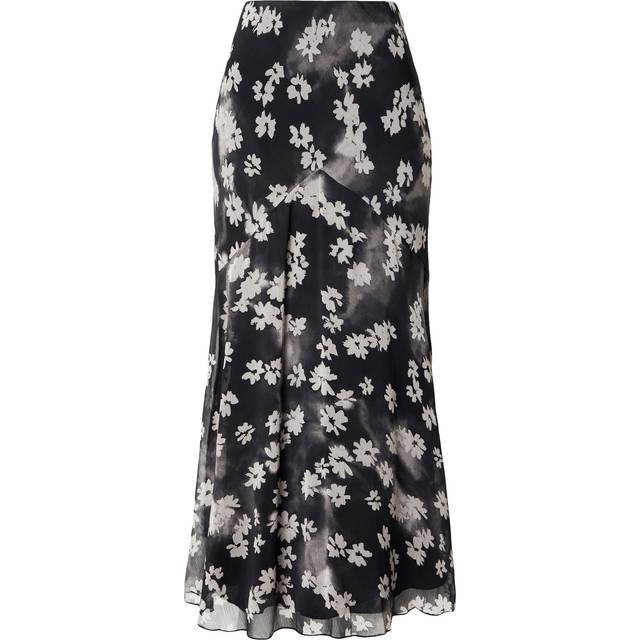Topshop – Svartvit, blommig maxikjol med klockad kjol, del av set-Svart/a