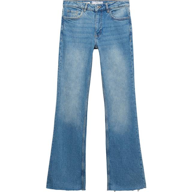 Fiona flared mid-rise jeans medium blue - Woman - 4 - MANGO - Medium Blue