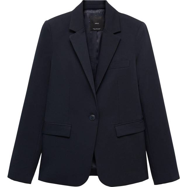 Mango Boreal Fitted Suit Blazer, Navy