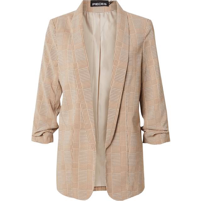 Pieces Check Ella 3/4 Printed Blazer - M
