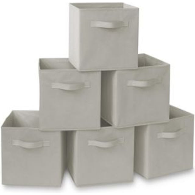 Casafield Set of 6 Collapsible Fabric Cube Storage Bins  Light Gray - 11 Foldable Cloth Baskets for Shelves  Cubby Organizers & More