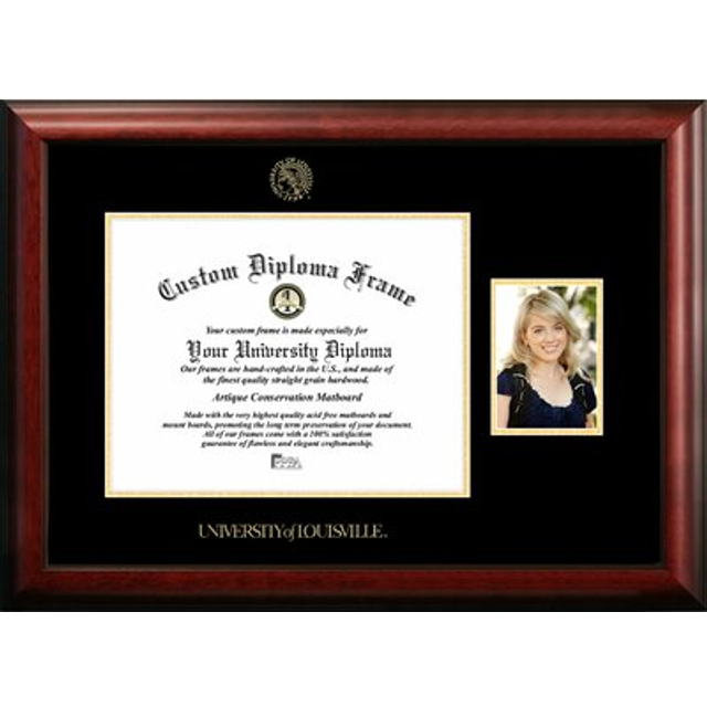 Campus Images KY997PGED-1714 14 x 17 in. University of Louisville Gold Embossed Diploma Satin Mahogany Frame with 5 x 7 in. Portrait