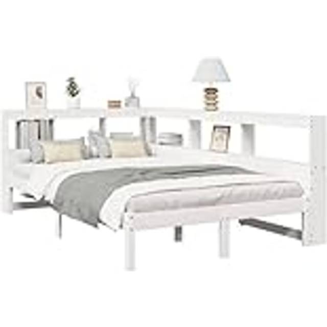 vidaXL Bookcase Bed without Mattress White 120x200 cm Solid Wood Pine