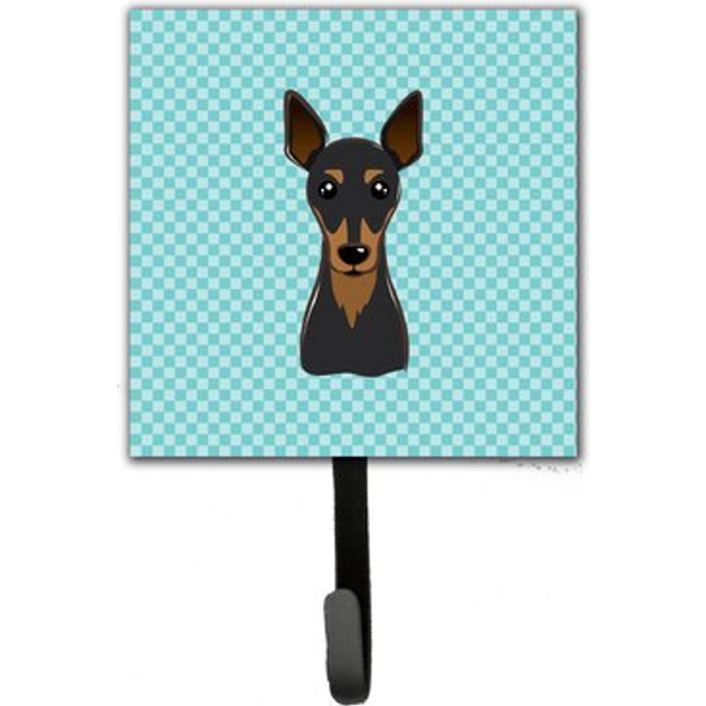 """""Caroline's Treasures BB1178SH4 Checkerboard Blue Min Pin Leash or Key Holder  Small  Multicolor"""""