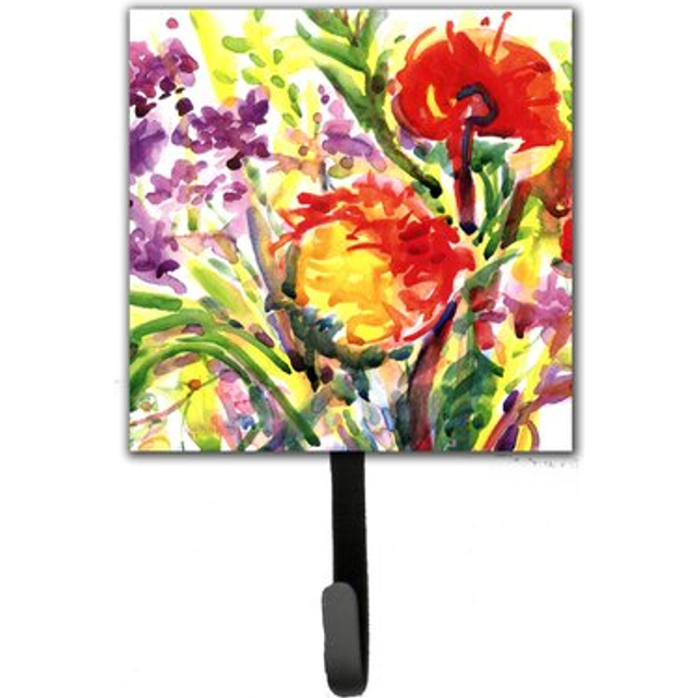 """""Caroline's Treasures 6042SH4 Flower Leash Holder or Key Hook  Small  Multicolor"""""